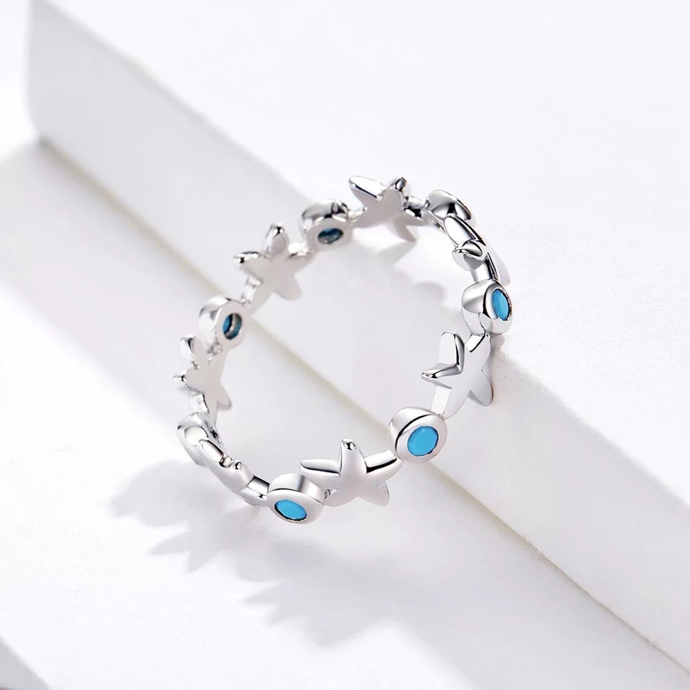 925 Sterling Silver Starfish Ring Turquoise available in sz 6 and 7